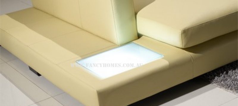 Fancy Homes Sonia-B chaise leather sofa is featured with lighting system