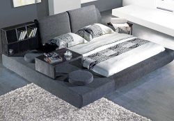 Fancy Homes Tatami Contemporary Fabric Bed Frame with Bookshelf and Coffee table