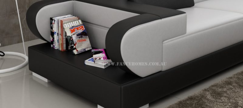 Fancy Homes Teresa-B corner leather sofa is featured with storage armrests