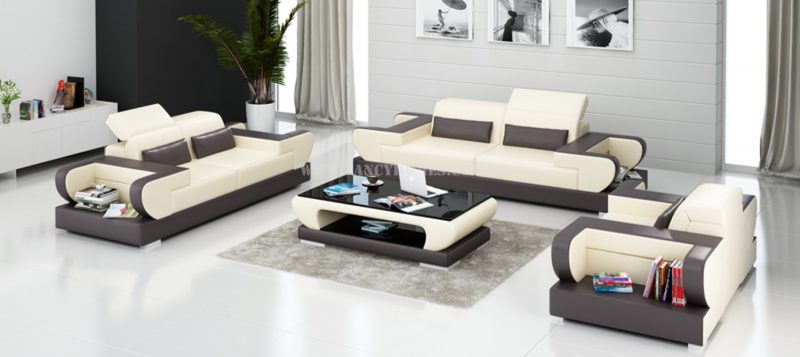 Fancy Homes Teresa-D lounges suites leather sofa in beige and brown leather