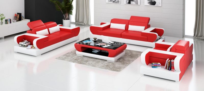 Fancy Homes Teresa-D lounges suites leather sofa in red and white leather