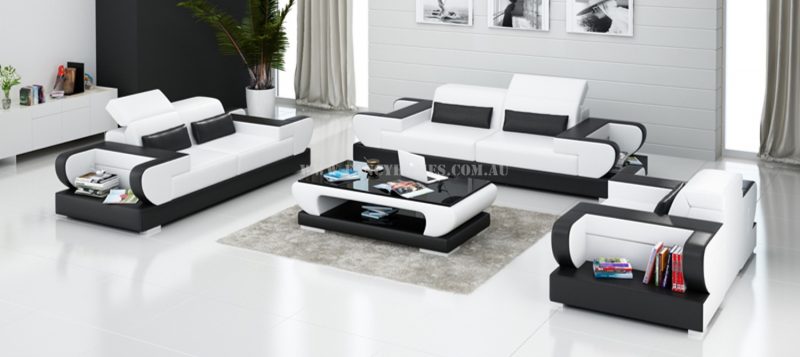 Fancy Homes Teresa-D lounges suites leather sofa in white and black leather