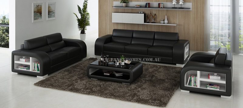 Fancy Homes Teri-D lounges suites leather sofa in black and white leather