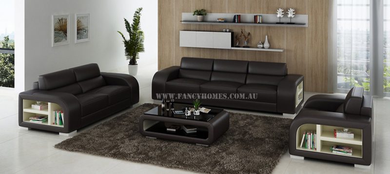 Fancy Homes Teri-D lounges suites leather sofa in brown and white leather