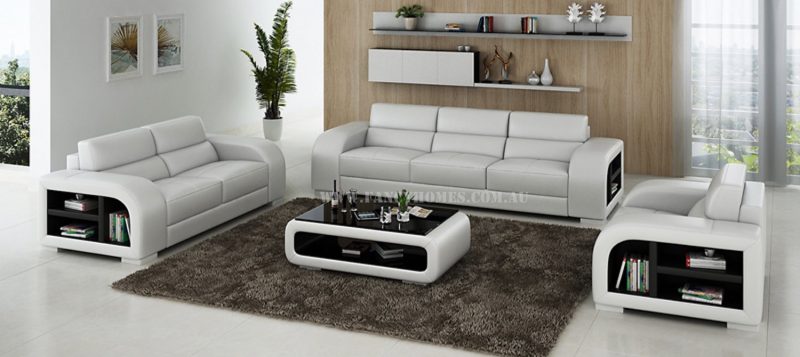 Fancy Homes Teri-D lounges suites leather sofa in white and black leather