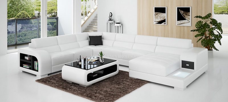 Fancy Homes Teri modular leather sofa in black and white leather