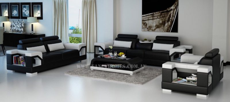 Fancy Homes Vera-D lounges suites leather sofa in black and white leather