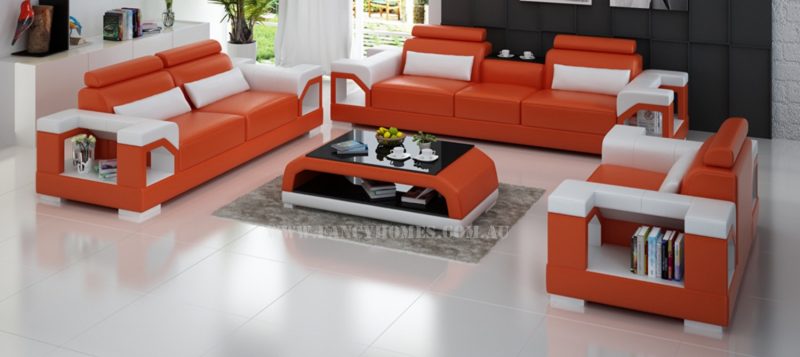 Fancy Homes Vera-D lounges suites leather sofa in orange and white leather