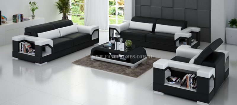 Fancy Homes Viva-D lounges suites leather sofa in black and white