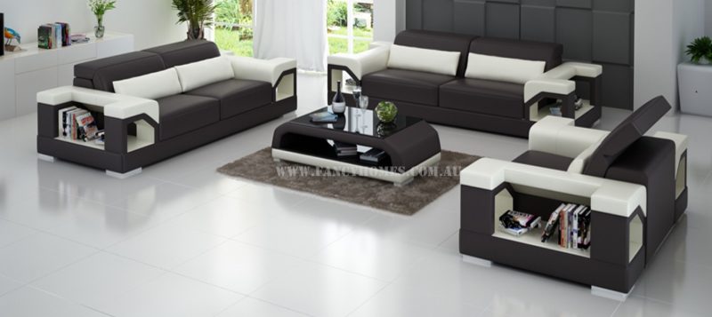 Fancy Homes Viva-D lounges suites leather sofa in brown and white leather