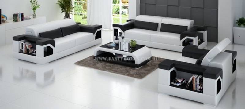 Fancy Homes Viva-D lounges suites leather sofa in white and black leather