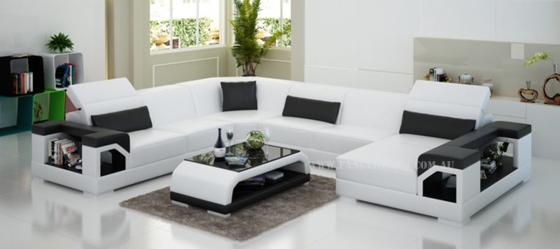 Fancy Homes Viva modular leather sofa in white and black leather