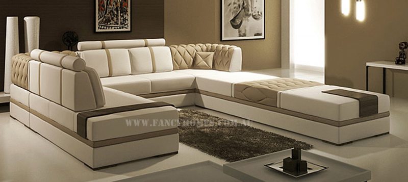 Buy Zeta Comtemporary Corner Leather Sofa | Fancy Homes