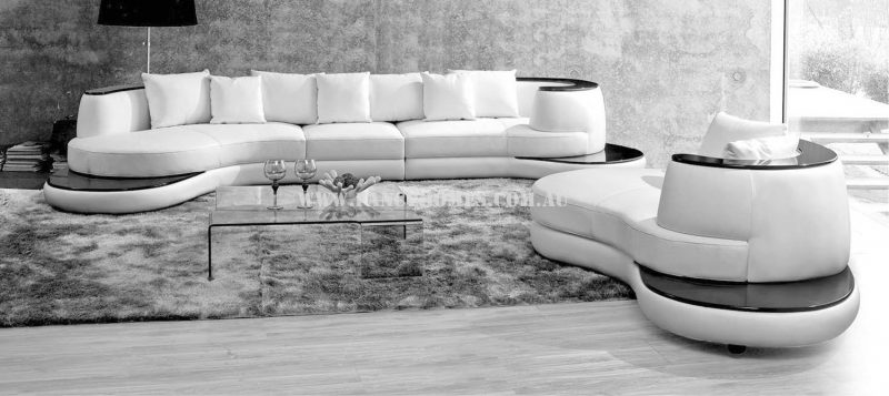 Fancy Homes Wave chaise leather sofa