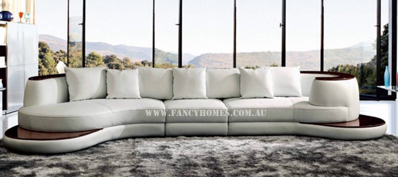 Fancy Homes Wave chaise leather sofa in white leather