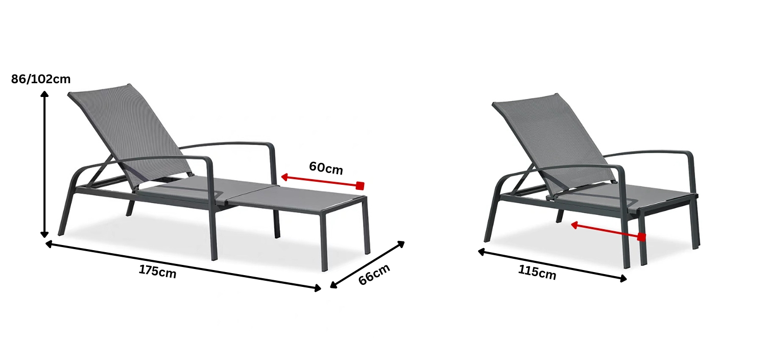 Higet Extendable Sun Lounge Dimensions