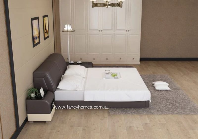Fancy Homes Christi Contemporary Leather Bed Frame Leather Beds