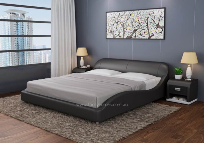 Fancy Homes Newt Contemporary Leather Bed Frame Black