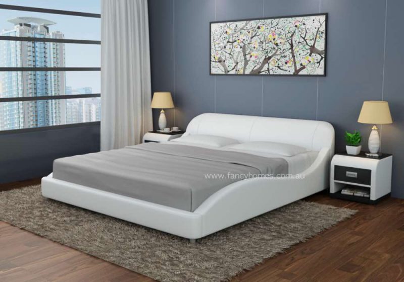 Fancy Homes Newt Contemporary Leather Bed Frame Pure White