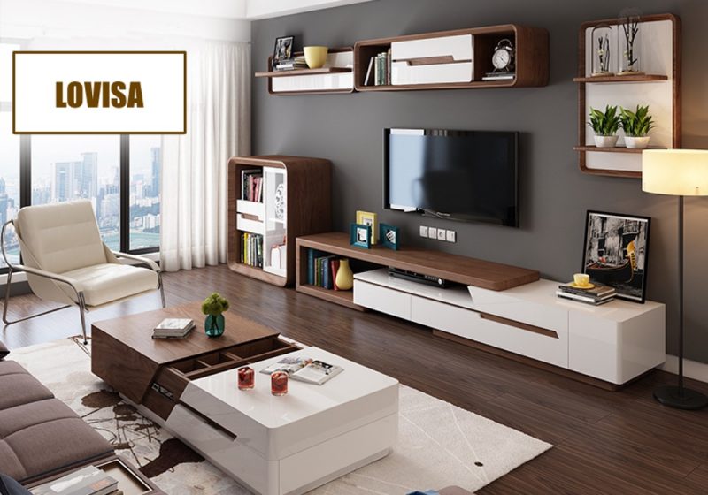 Fancy Homes Lovisa Storage Coffee Table and TV unit in brown and white