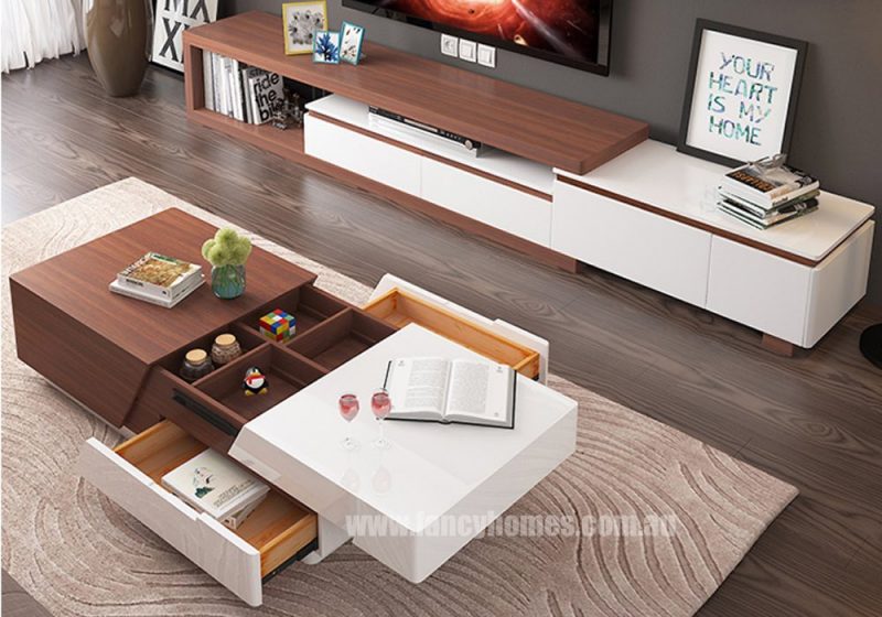 Fancy Homes Lovisa storage coffee table and TV unit features heaps of hidden storages