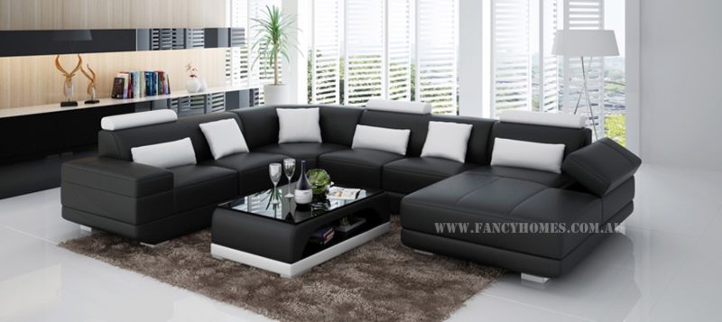 Fancy Homes Casanova modular leather sofa in black and white leather