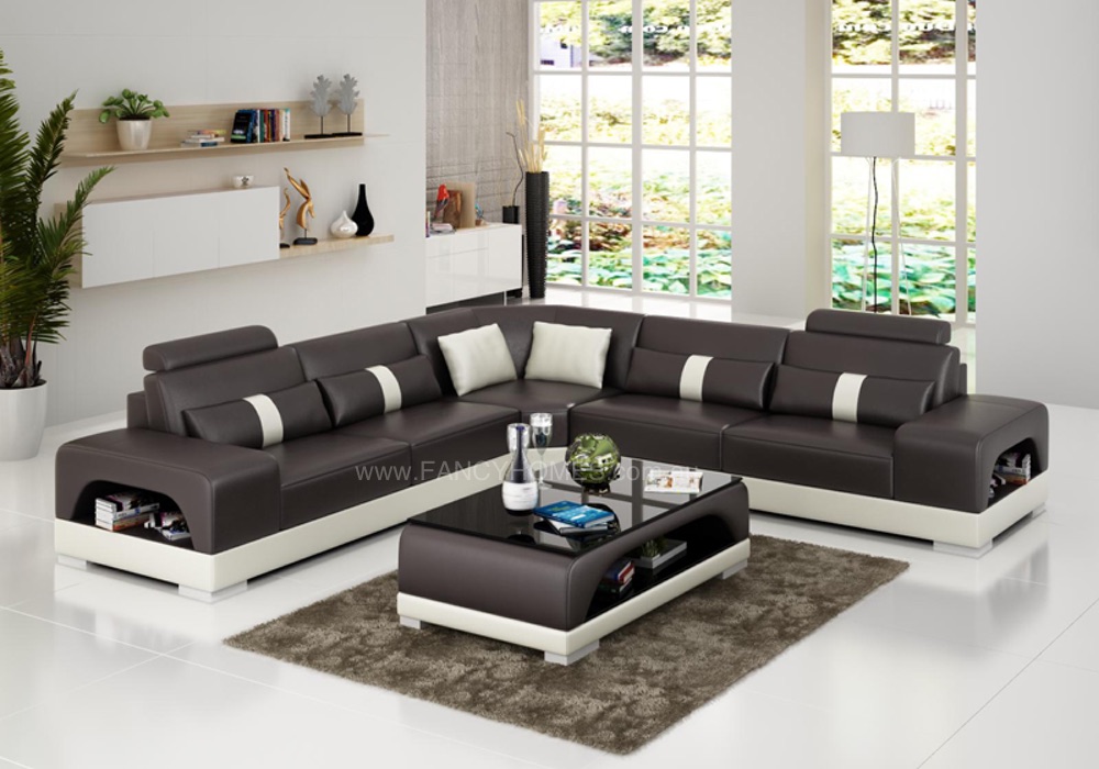 Buy Lori-B Contemporary Corner Leather Sofa | Fancy Homes
