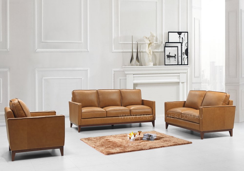 Fargo Contemporary Lounges Suites, Coffee Colour Leather Sofa