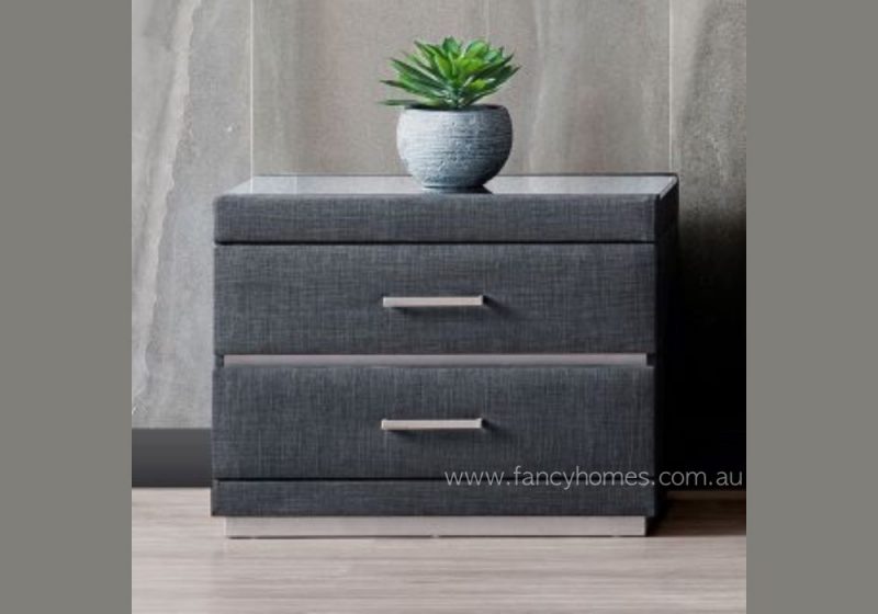 Fancy Homes FBS-660 Contemporary Bedside Table Fabric Grey