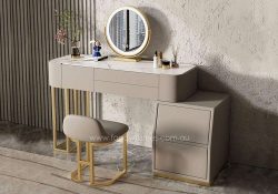 Fancy Homes DRT-8002 Dressing Table Set with Stone Top, Stool and Mirror Customisable in Size and Colour
