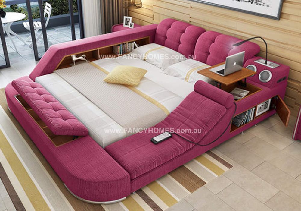Lia Multifunctional Fabric Bed Frame, Double Bed Frame Dimensions Australia