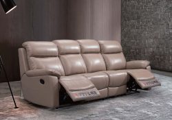 Fancy Homes Brooks-B recliner leather sofa in tan colour leather with manual or electrical recliners