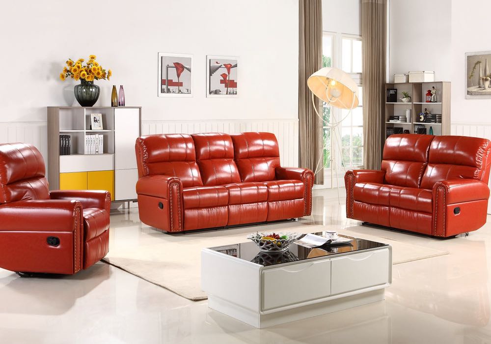 Toronto Contemporary Recliner, Red Leather Sofa Recliner