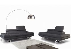 Fancy Homes Astra lounge suites leather sofa in black leather with adjustable headrests and armrests