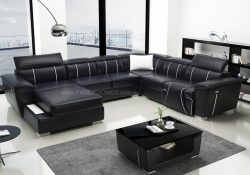 Fancy Homes Apollo Recliner Modular Leather Sofa in Black and White Leather