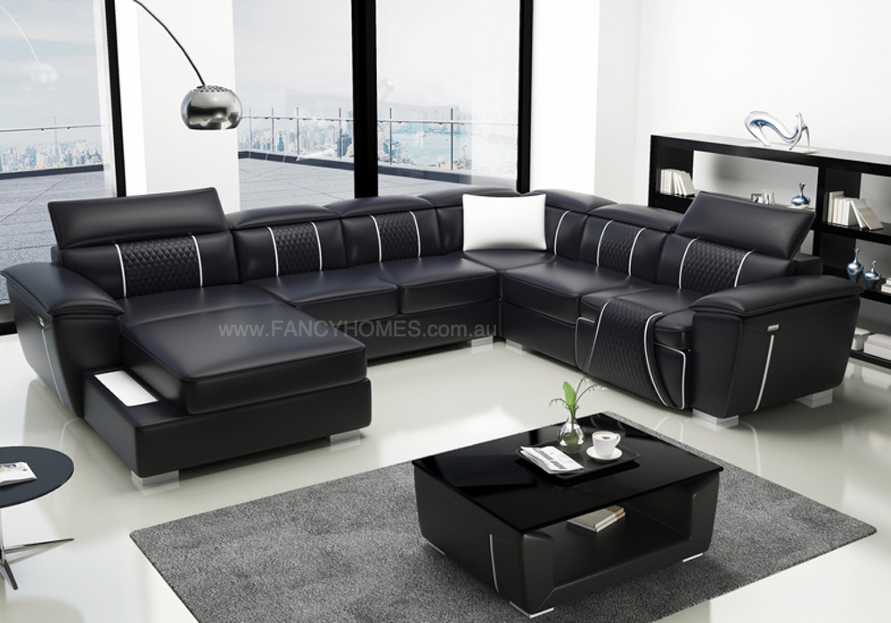 Buy Apollo Contemporary Recliner Modular Leather Sofa | Fancy Homes