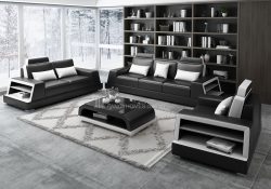 Fancy Homes Beverly-D Lounges Suites Leather Sofa in black and white leather