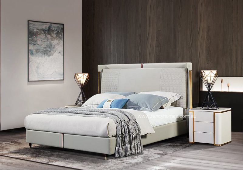 Fancy Homes Deavon Contemporary Leather Bed Frame Leather Beds