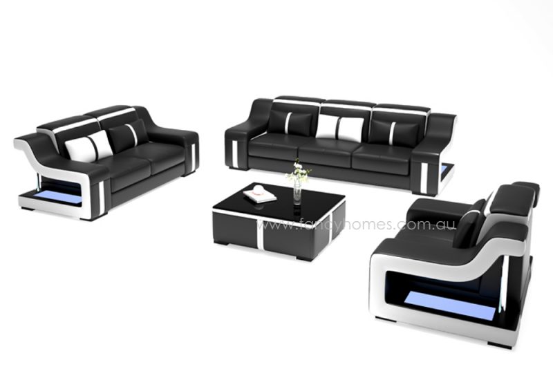 Fancy Homes Gabriel-D lounges suites leather sofa in black and white leather