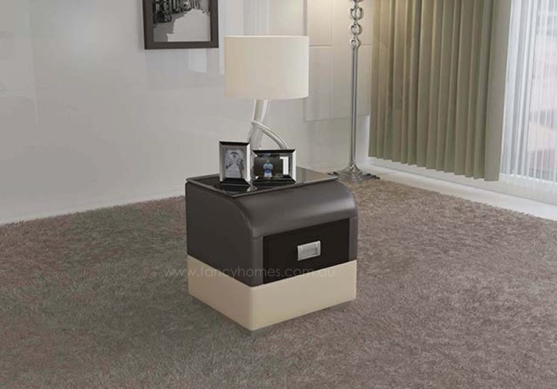 Fancy Homes NS9901 bedside table in brown and beige