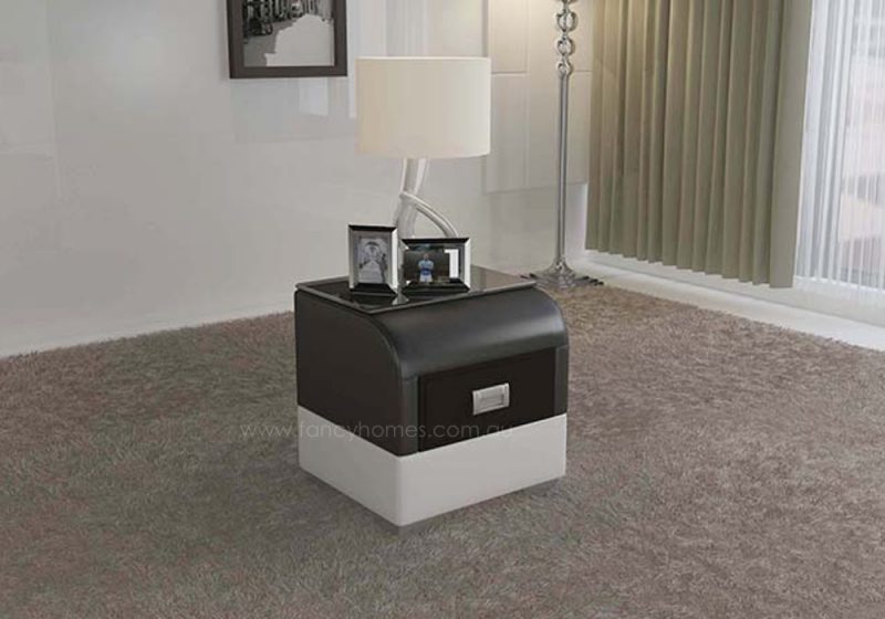 Fancy Homes NS9901 Bedside Table in black and white