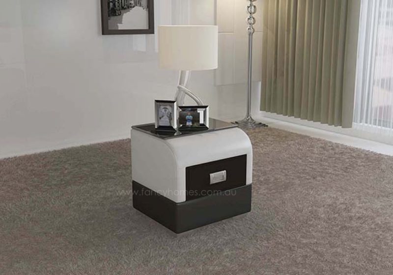 Fancy Homes NS9901 bedside table in white and black