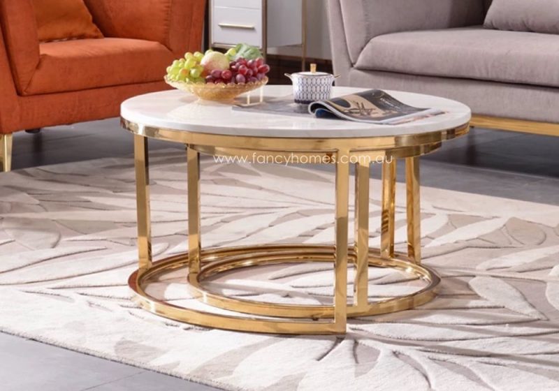 Fancy Homes Chelsea Space-saving Marble Top Coffee Table Set