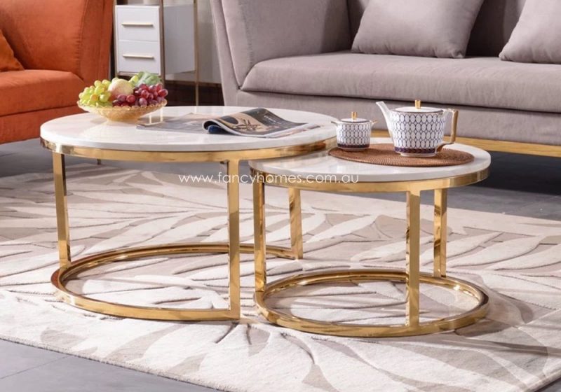 Fancy Homes Chelsea Marble Top Coffee Table Set