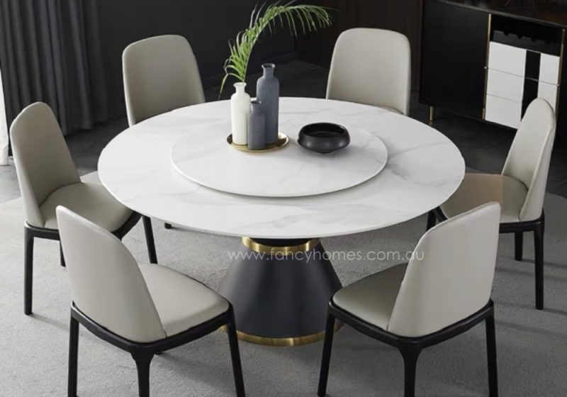 Fancy Homes Cleo Round Sintered Stone Dining Table Cala White