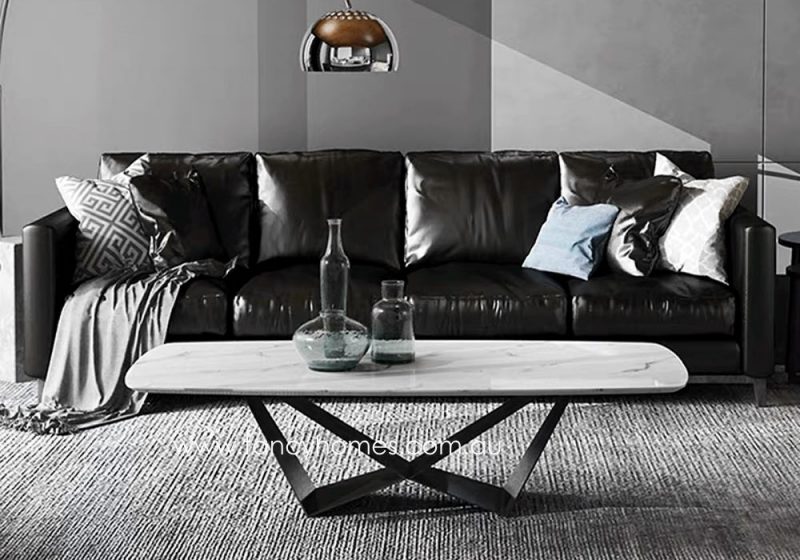Fancy Homes Constance marble top coffee table with carbon steel base