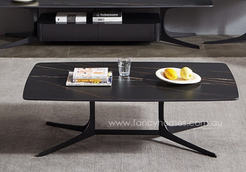 Fancy Homes Noah sintered stone coffee table with carbon steel base