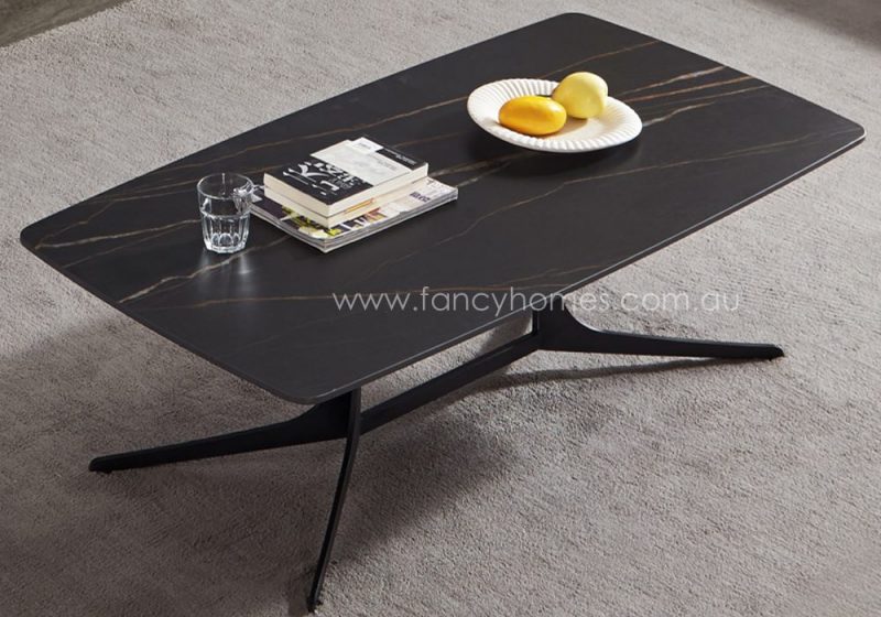 Noah sintered stone top coffee table with carbon steel base