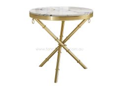 Fancy Homes Alba marble top side table with stainless steel base