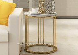 Fancy Homes Bess marble top side table with stainless steel base